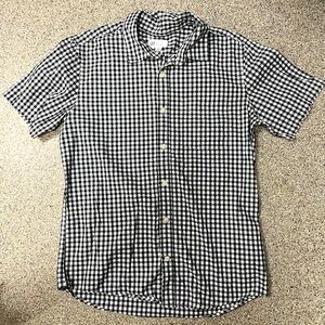 Gap Button Down Shirt Short Sleeve Black White Gingham Plaid Men’s Small EUC